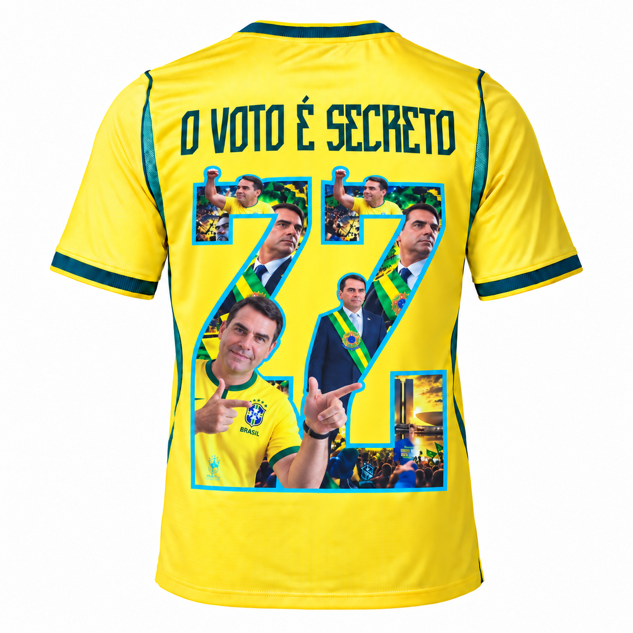 Camisa Brasil 2026 Personalizada O Voto É Secreto Flávio 22
